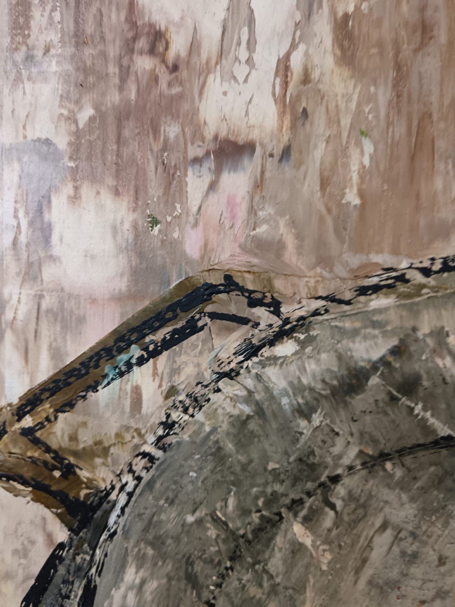 Nature morte. Huile sur toile "les cuivres à astiquer" 60 X 92 Cm-photo-4