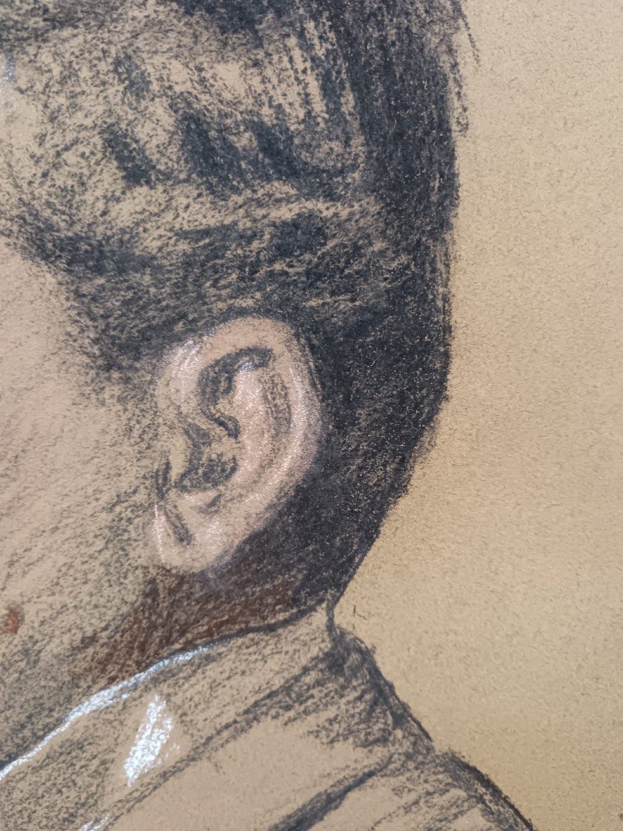 Carolus Duran. Pastel On Canvas "portrait Of A Man In Profile Bust" 46.6x38cm-photo-6