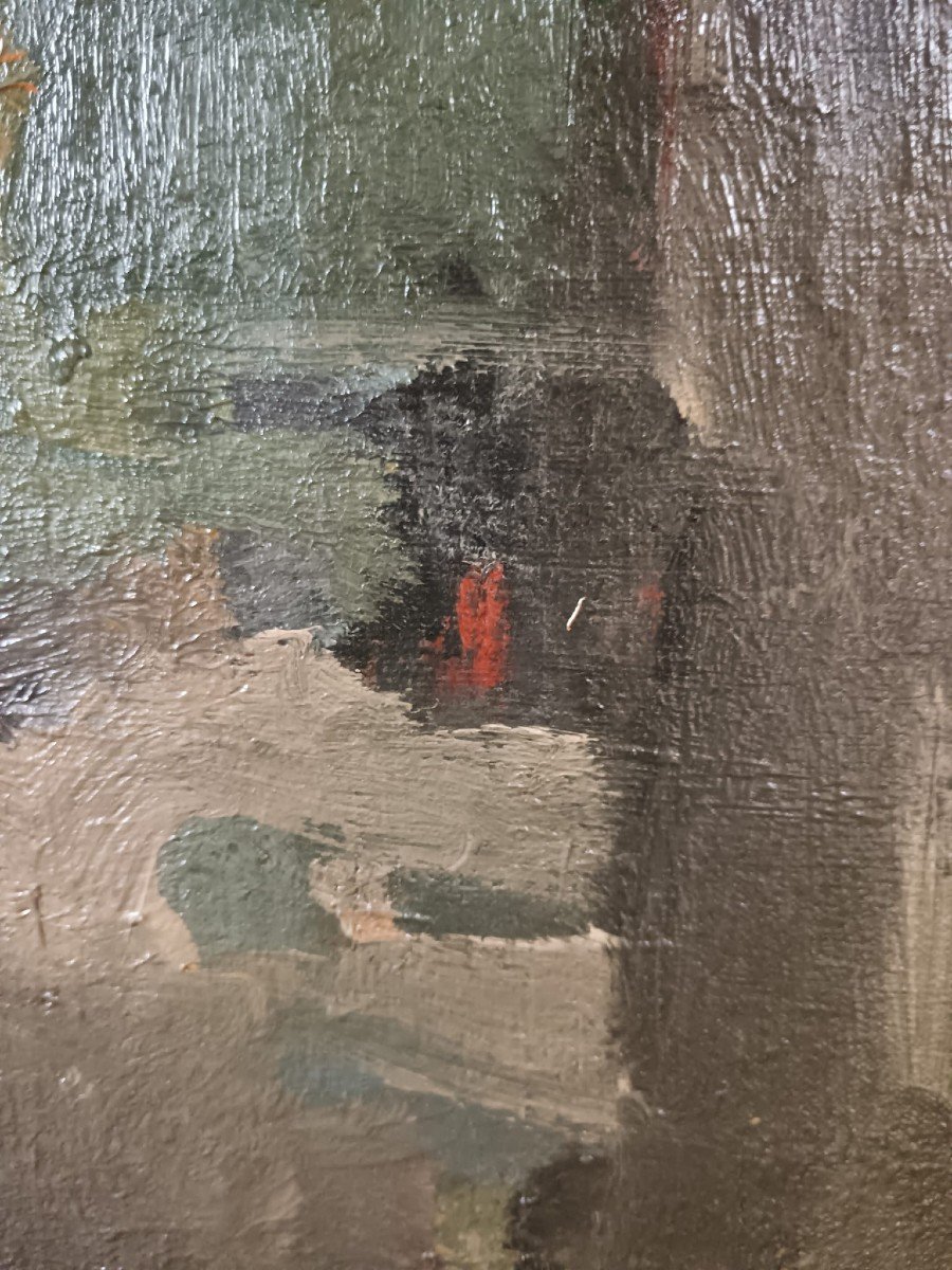 Pierre Jacques Pelletier. Huile sur toile "la rue déserte" 73,5 X 97,6 Cm-photo-1