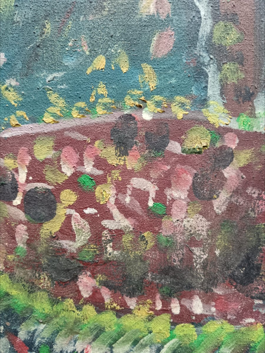 Haitian School. Oil On Canvas "pair Of Birds" 76.4 X 50 Cm-photo-1