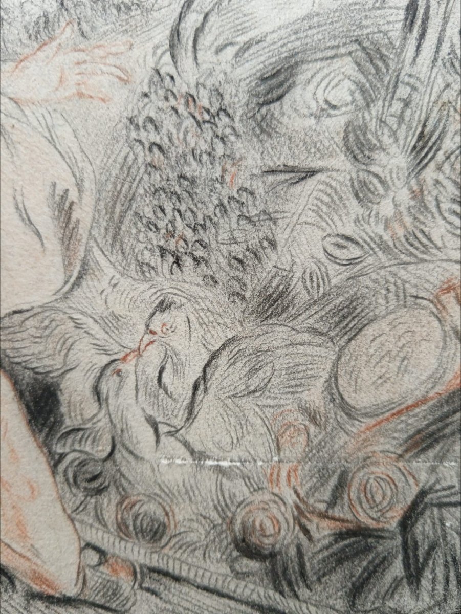 Jean-baptiste Huet After. Pencil Drawing On Paper "innocent Pleasure" 18.8 X 25.3 Cm-photo-4