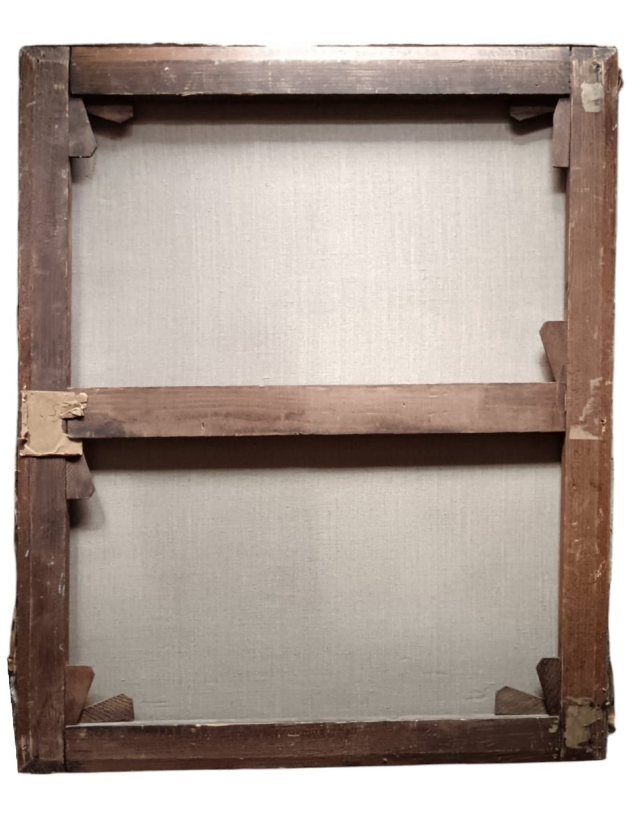Huile sur toile "Vénus alanguie auprès de son char" 78,6 X 64,8 cm-photo-2