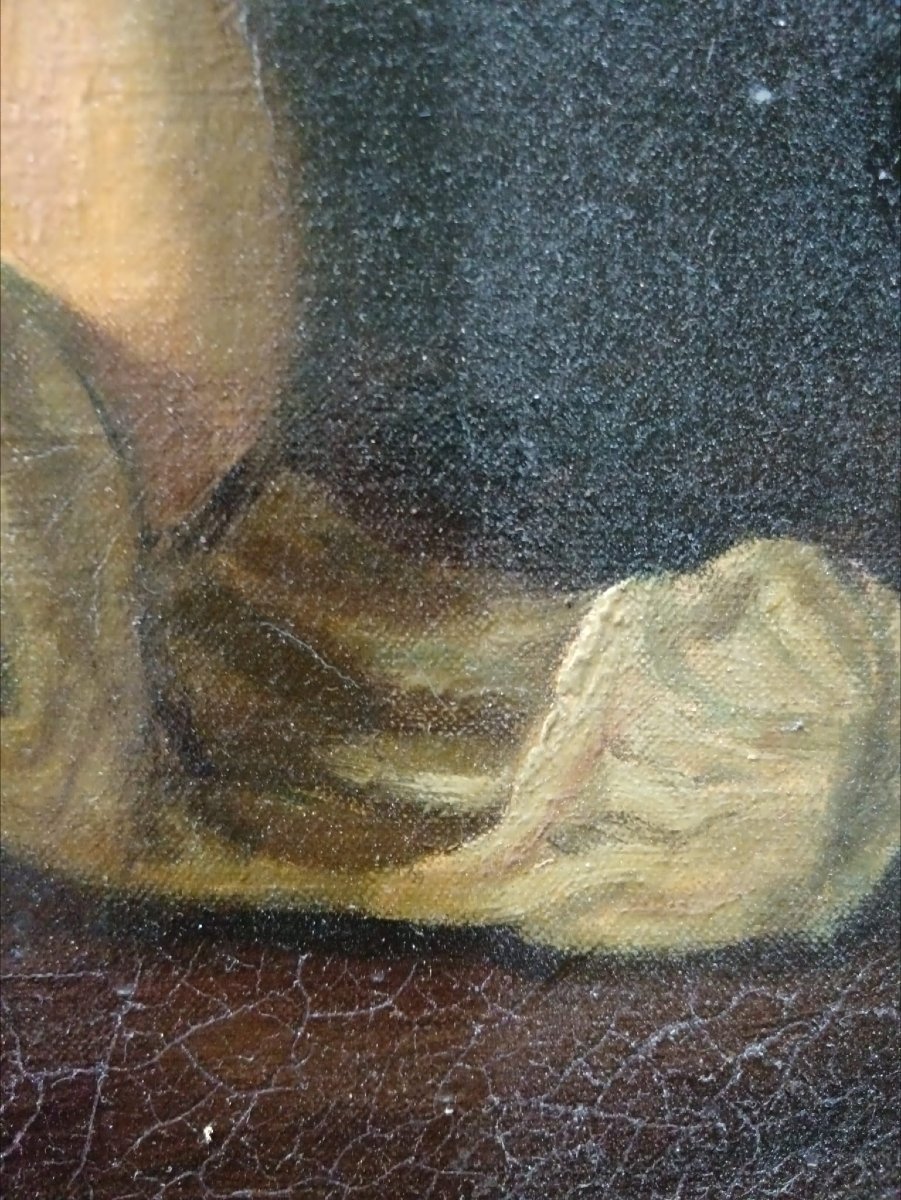 Huile sur toile "Vénus alanguie auprès de son char" 78,6 X 64,8 cm-photo-1