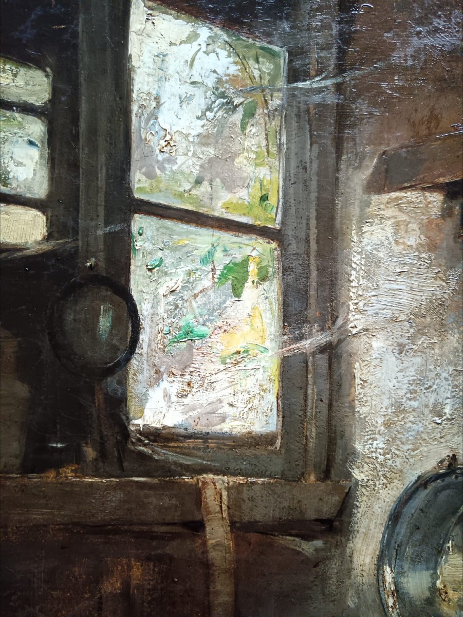 Marie-ferdinand Jacomin. Oil On Canvas "the Cook In The Pantry" 74.7 X 102 Cm-photo-8