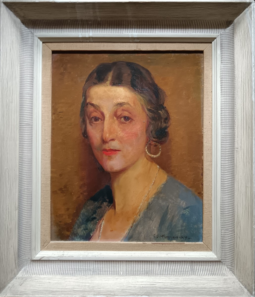 American School. A.g. Warshawsky "portrait Of A Businessman's Wife"