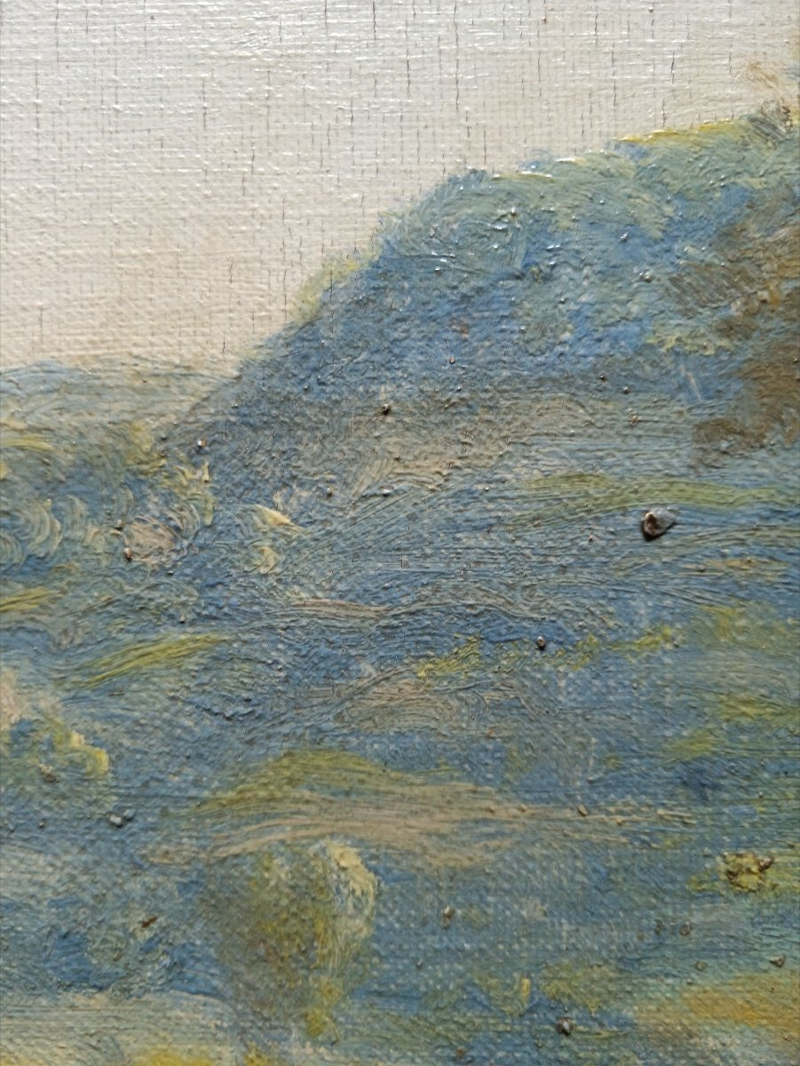 Ecole néo-impressionniste "paysage en bord de mer"-photo-7