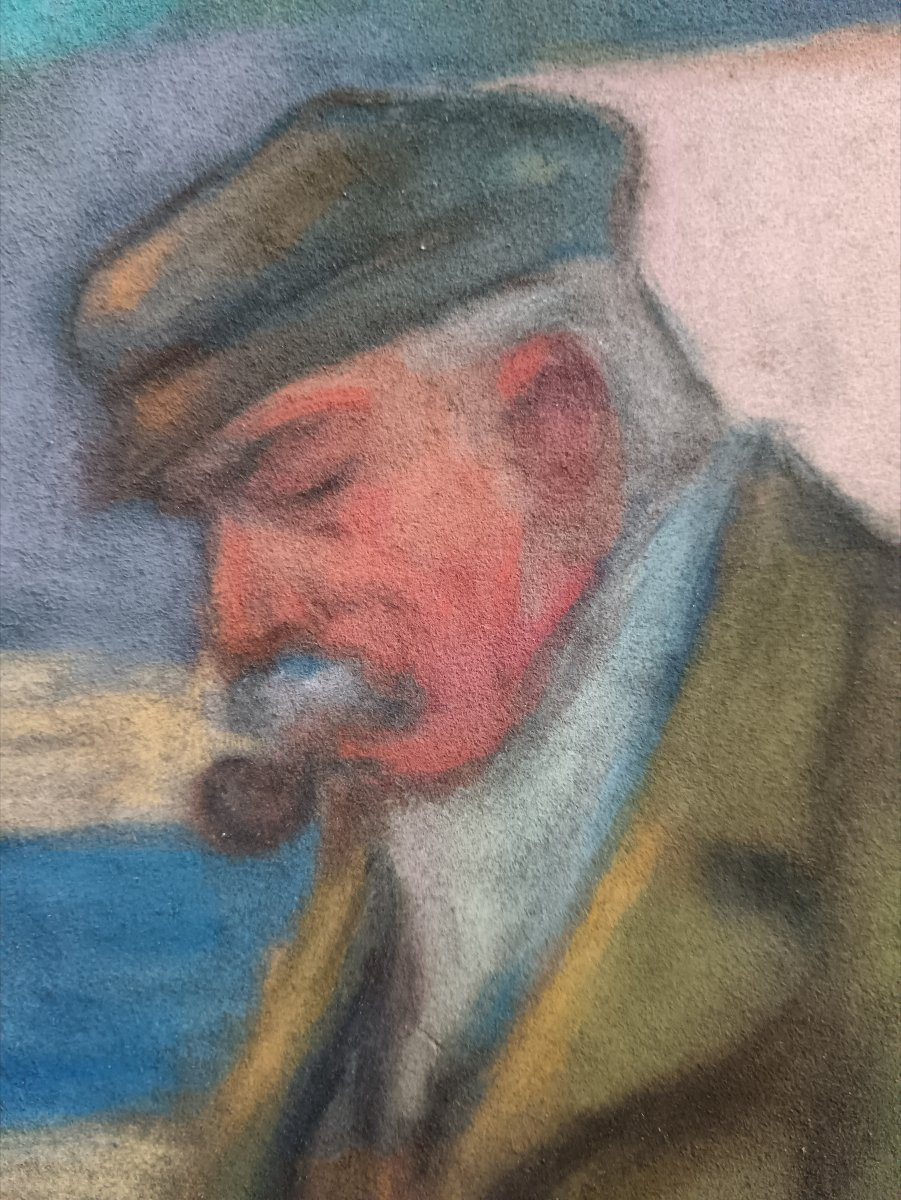 Louis Fortuney "the Old Sailor Mending His Net"-photo-2