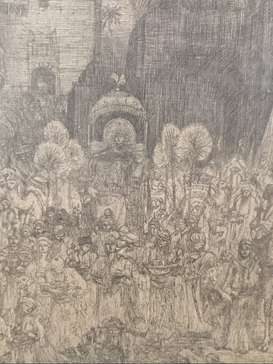 Marius Alexander Bauer "the Coming Of The Queen Of Sheba To Jerusalem"-photo-4