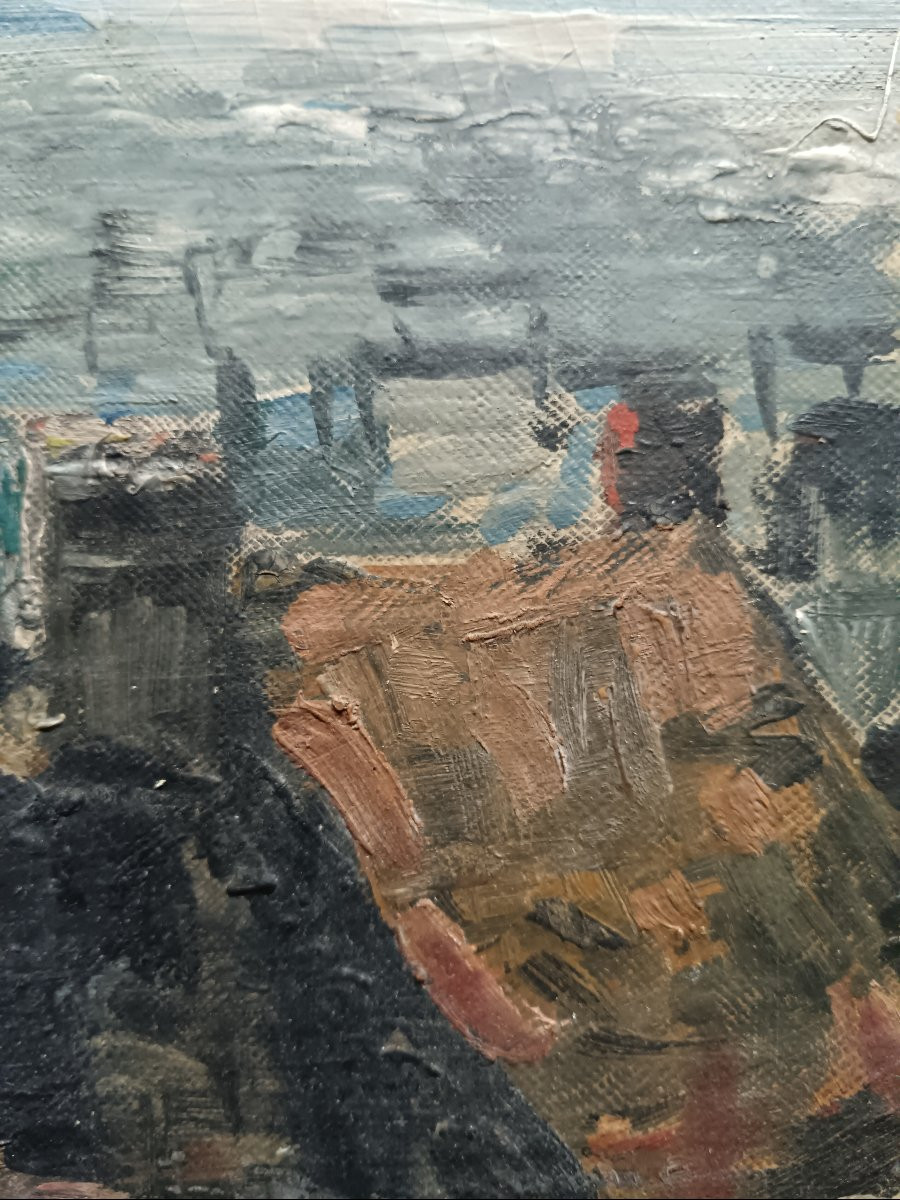 Ecole bretonne "bateaux au port"-photo-4