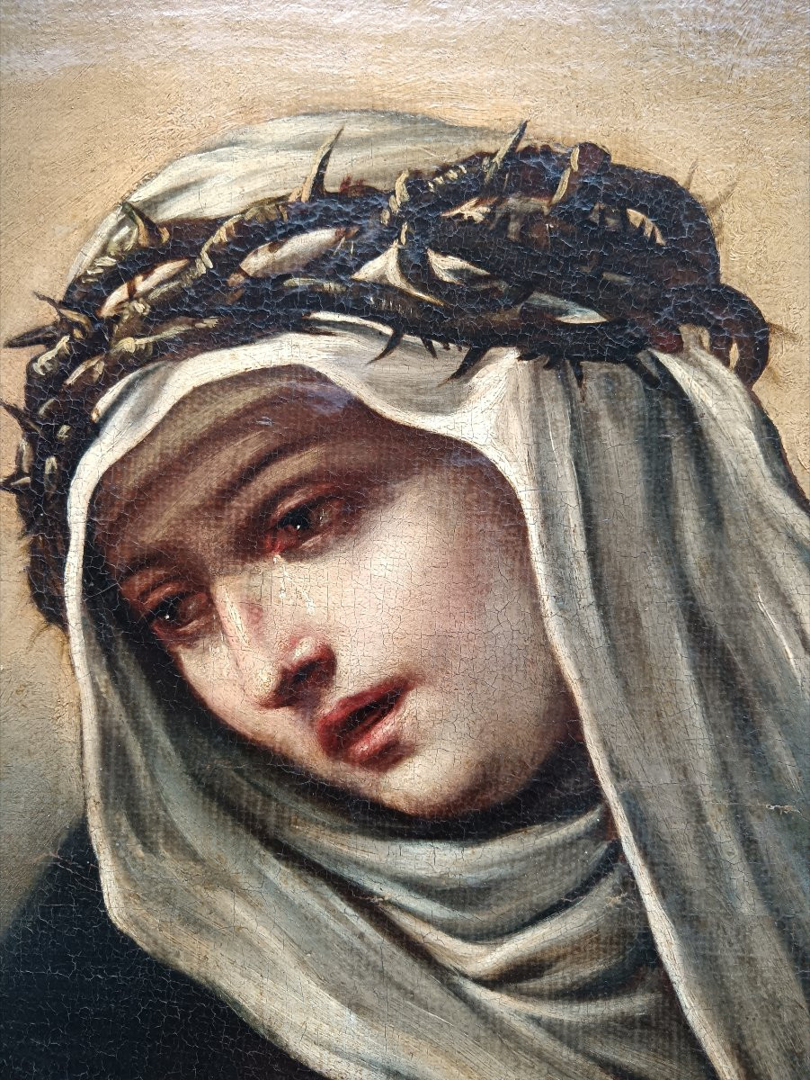 Ecole italienne du XVIIème siècle "Sainte Catherine de Sienne"-photo-2