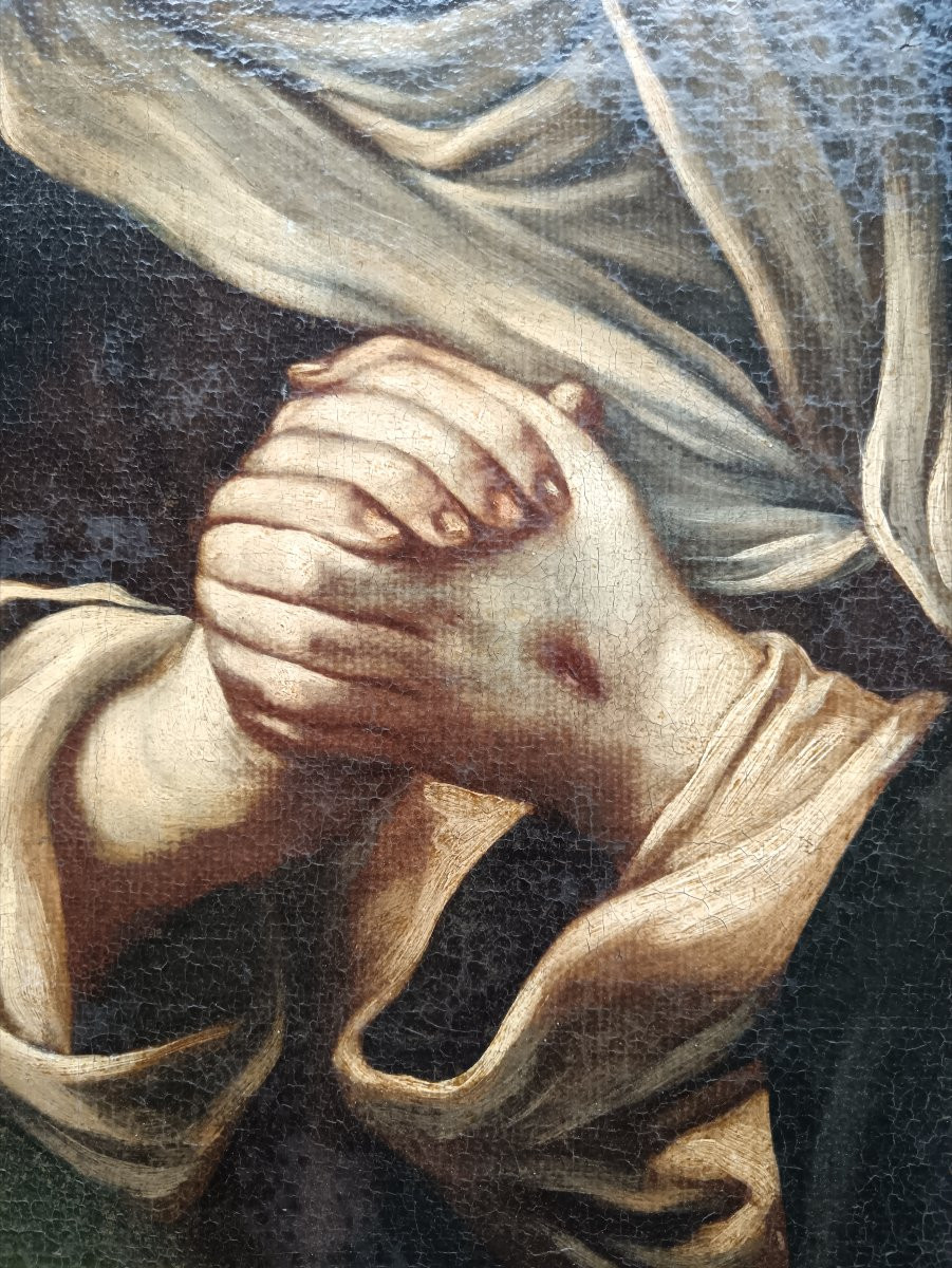 Ecole italienne du XVIIème siècle "Sainte Catherine de Sienne"-photo-3