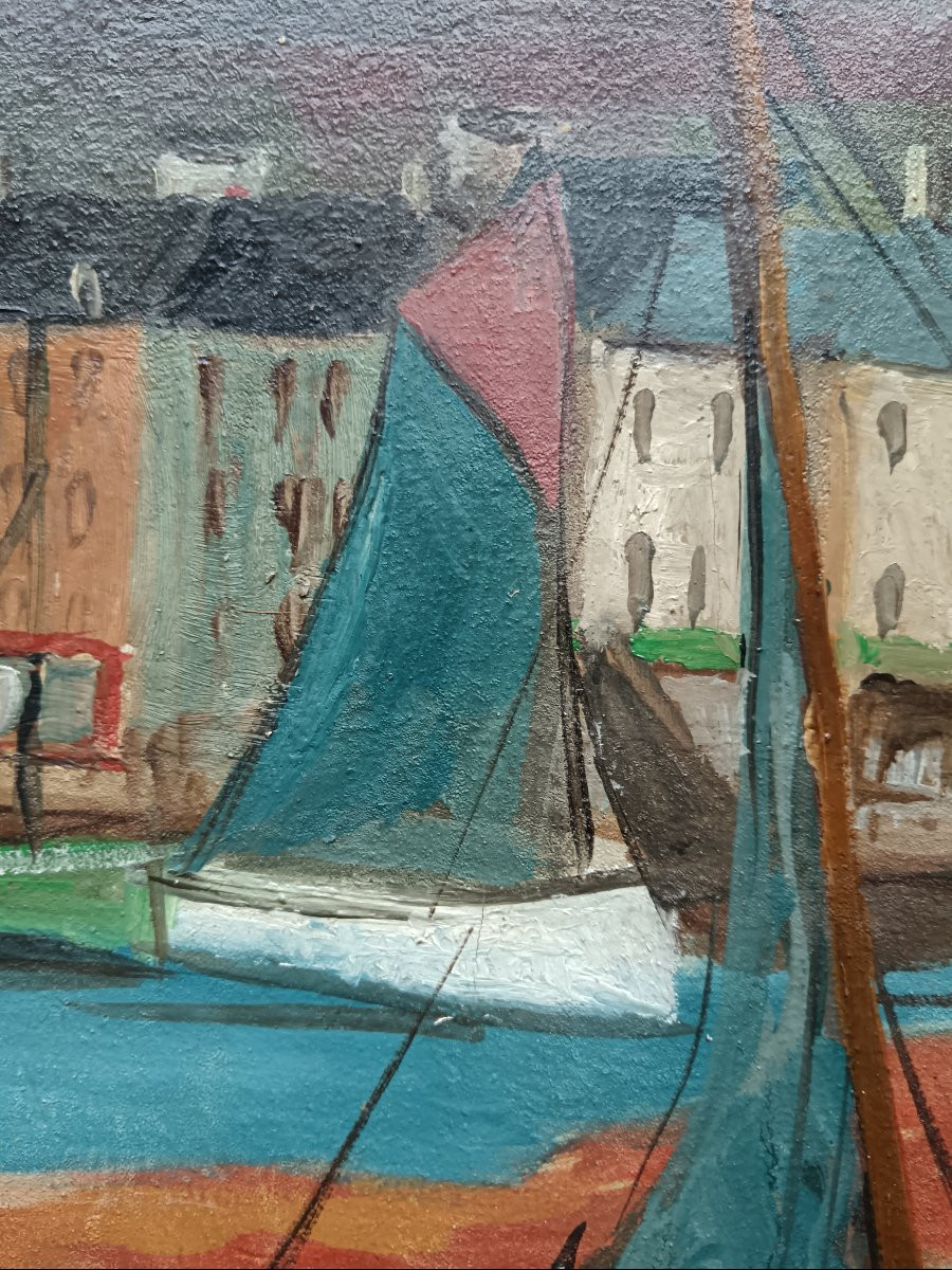 Basque School. Sadi De Mahéo "boats In The Port"-photo-5