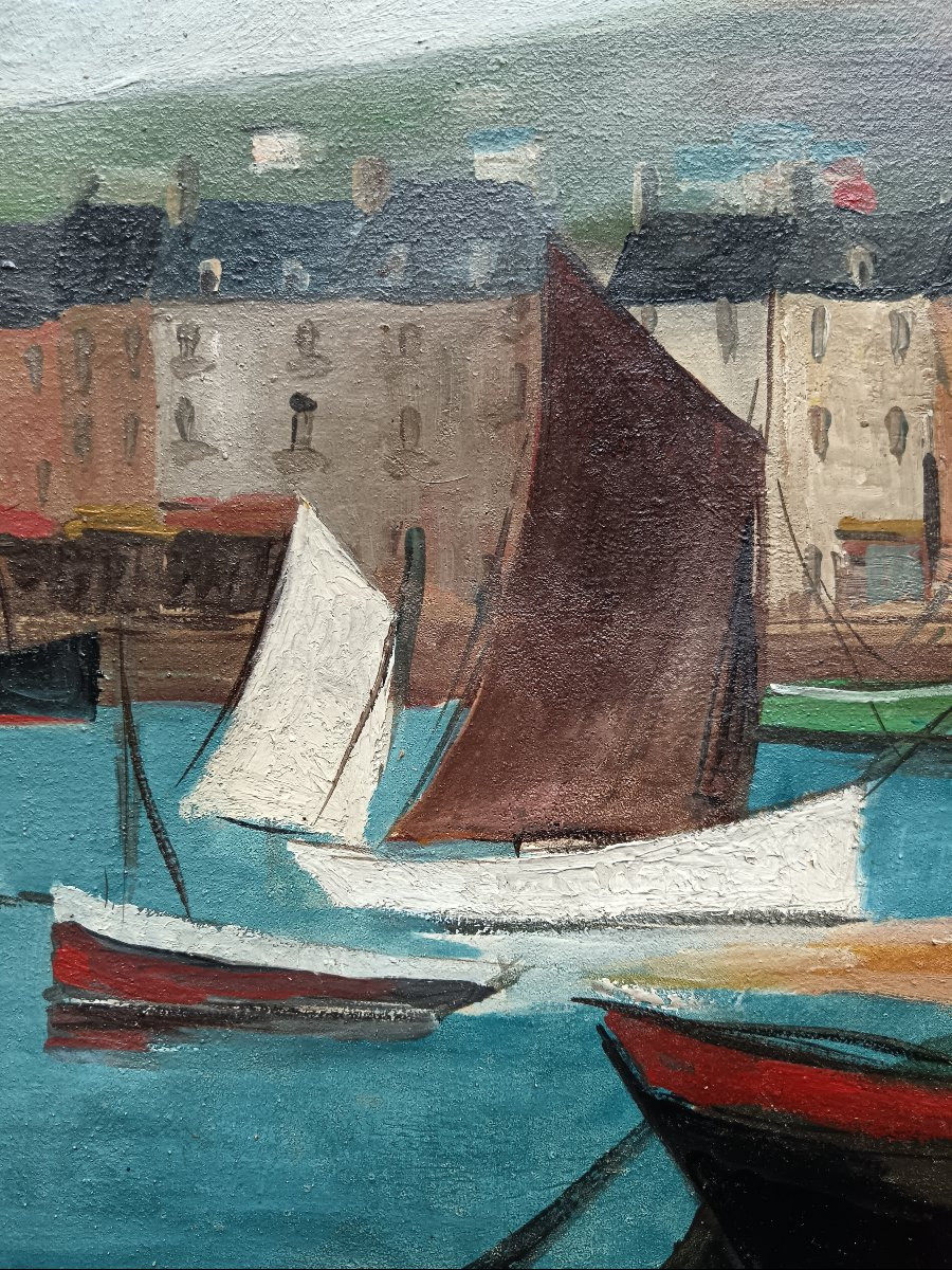 Basque School. Sadi De Mahéo "boats In The Port"-photo-6
