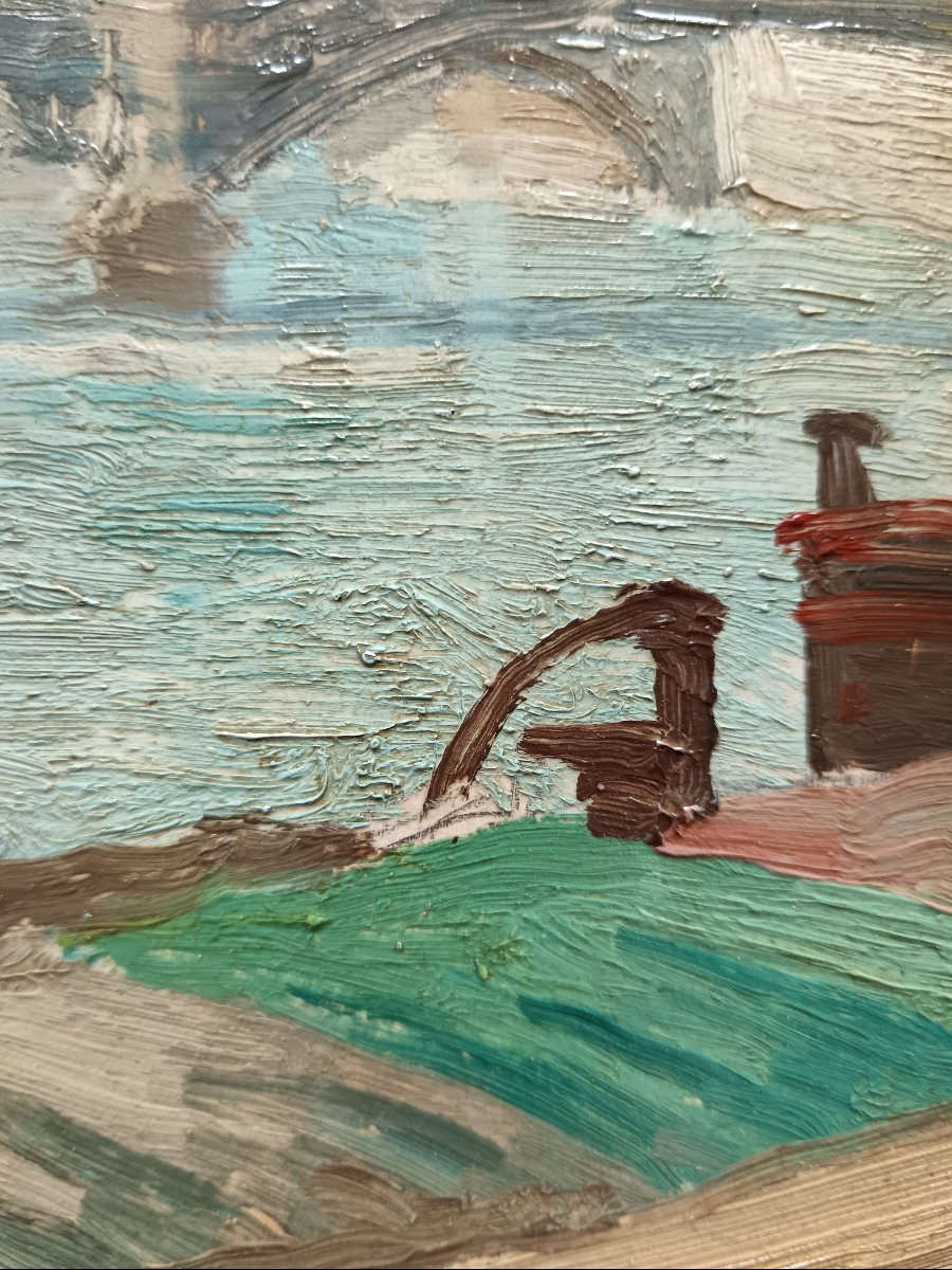 Ecole néo-impressionniste. Charles Maynadie "Notre-Dame vue des quais"-photo-1