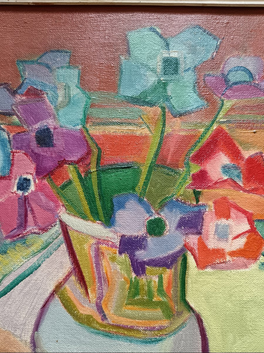 Modern School "bouquet Of Anemones In A Cubist Interior"-photo-3