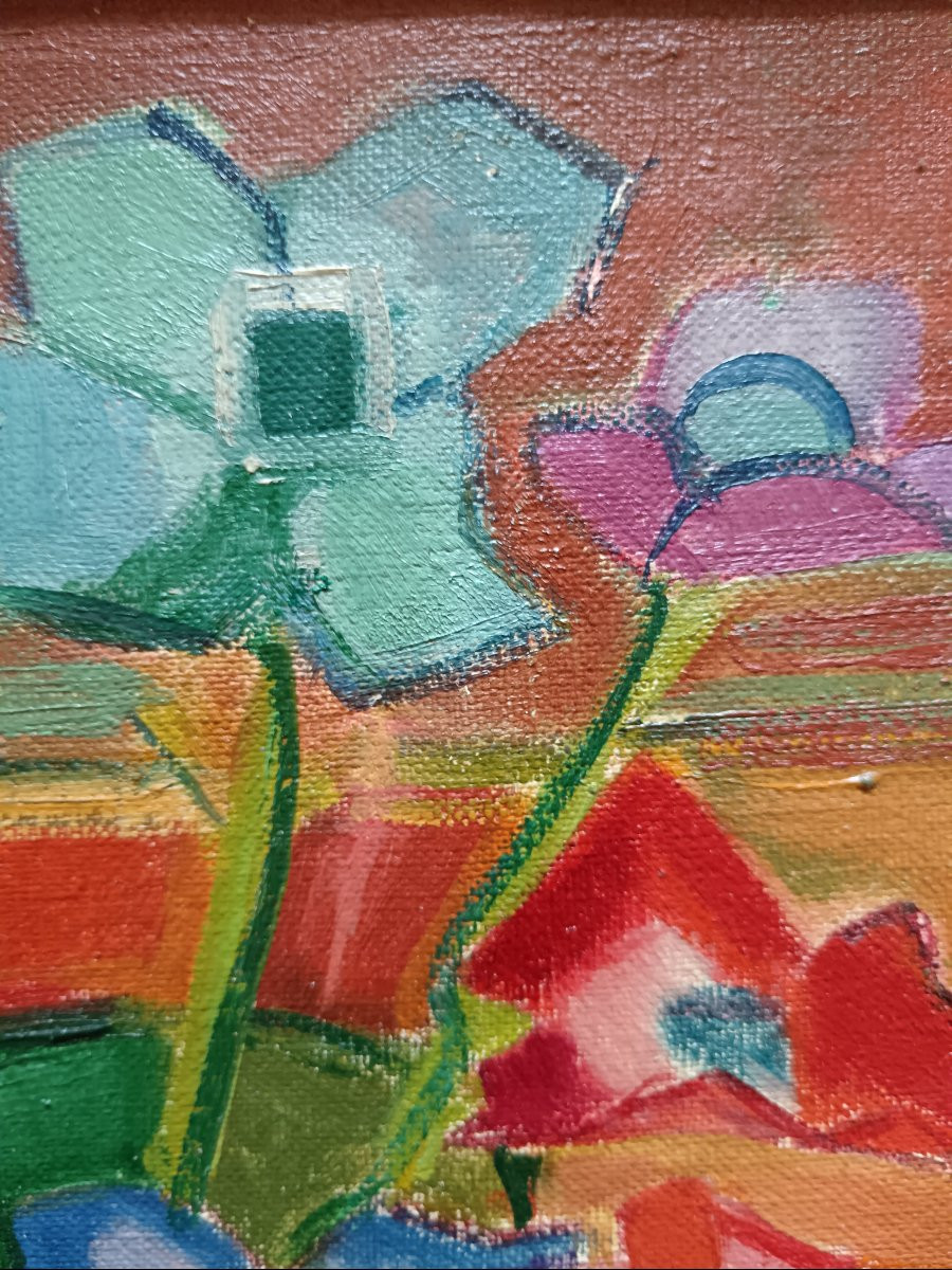 Modern School "bouquet Of Anemones In A Cubist Interior"-photo-2