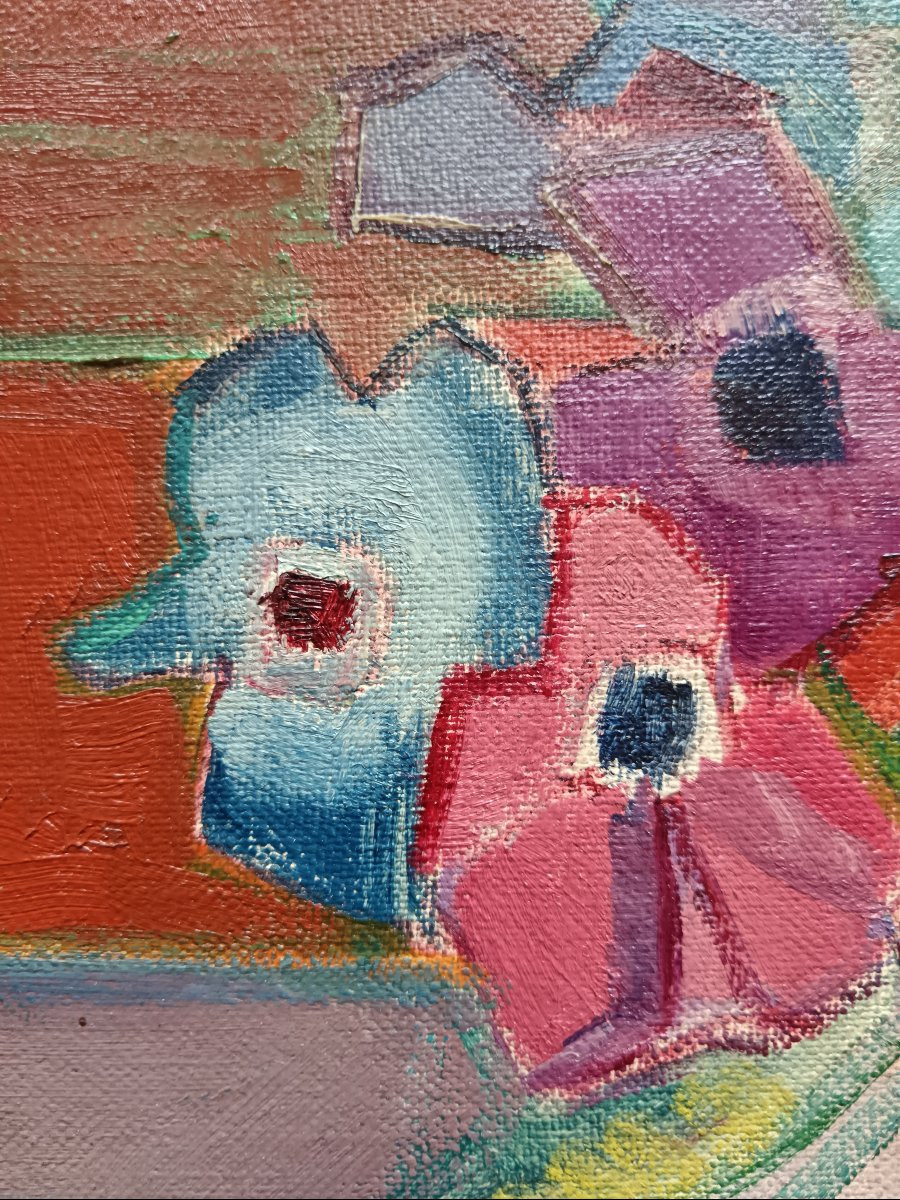 Modern School "bouquet Of Anemones In A Cubist Interior"-photo-4