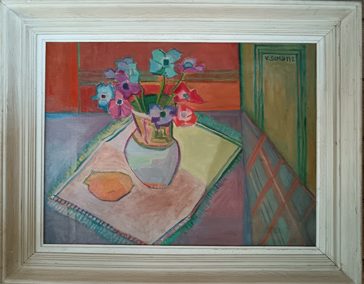 Modern School "bouquet Of Anemones In A Cubist Interior"