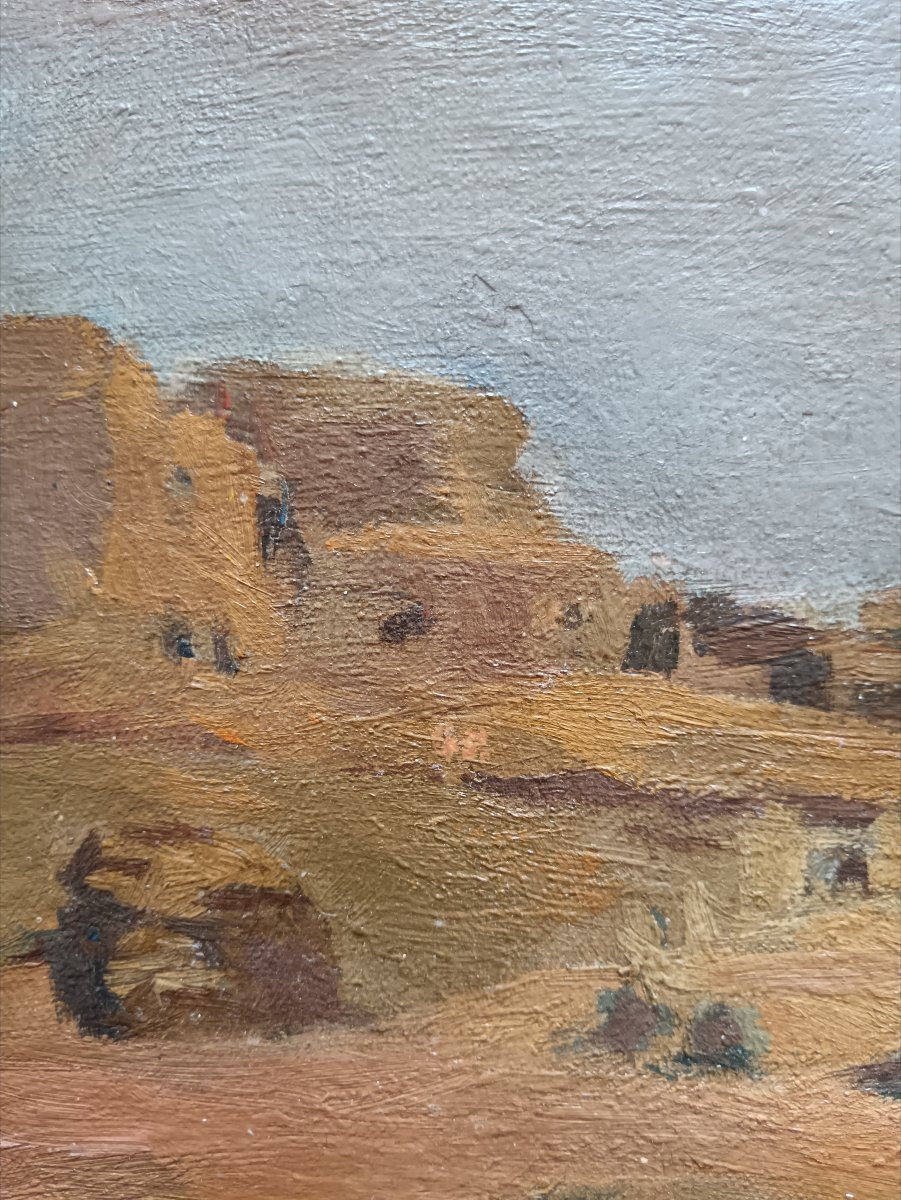 Orientalist School "the Village On The Edge Of The Wadi Over There In Egypt"-photo-8