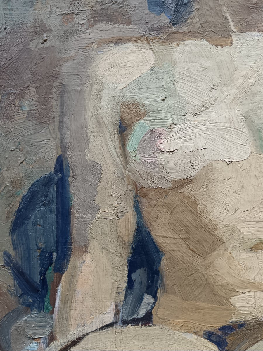 School Of Paris "beautiful Nude, Seated"-photo-2