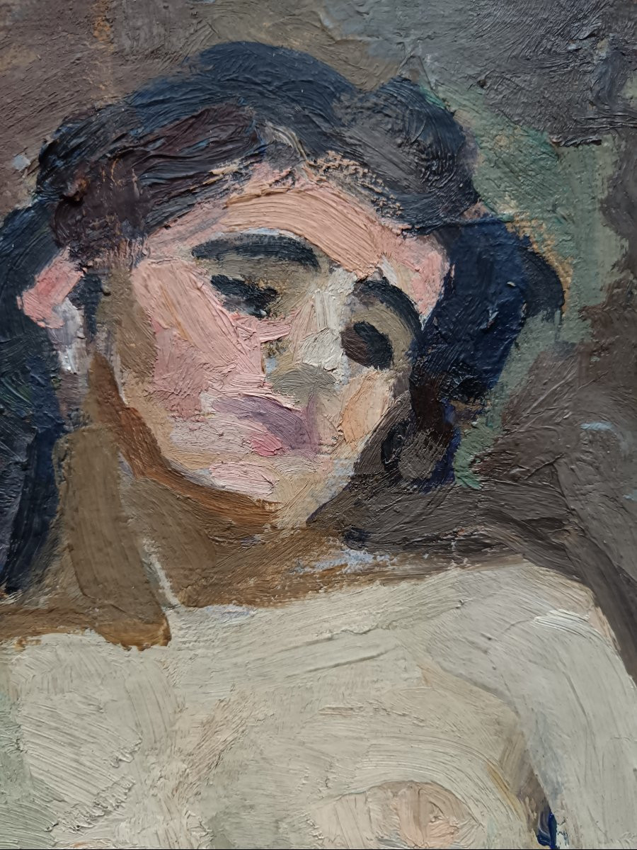 School Of Paris "beautiful Nude, Seated"-photo-4
