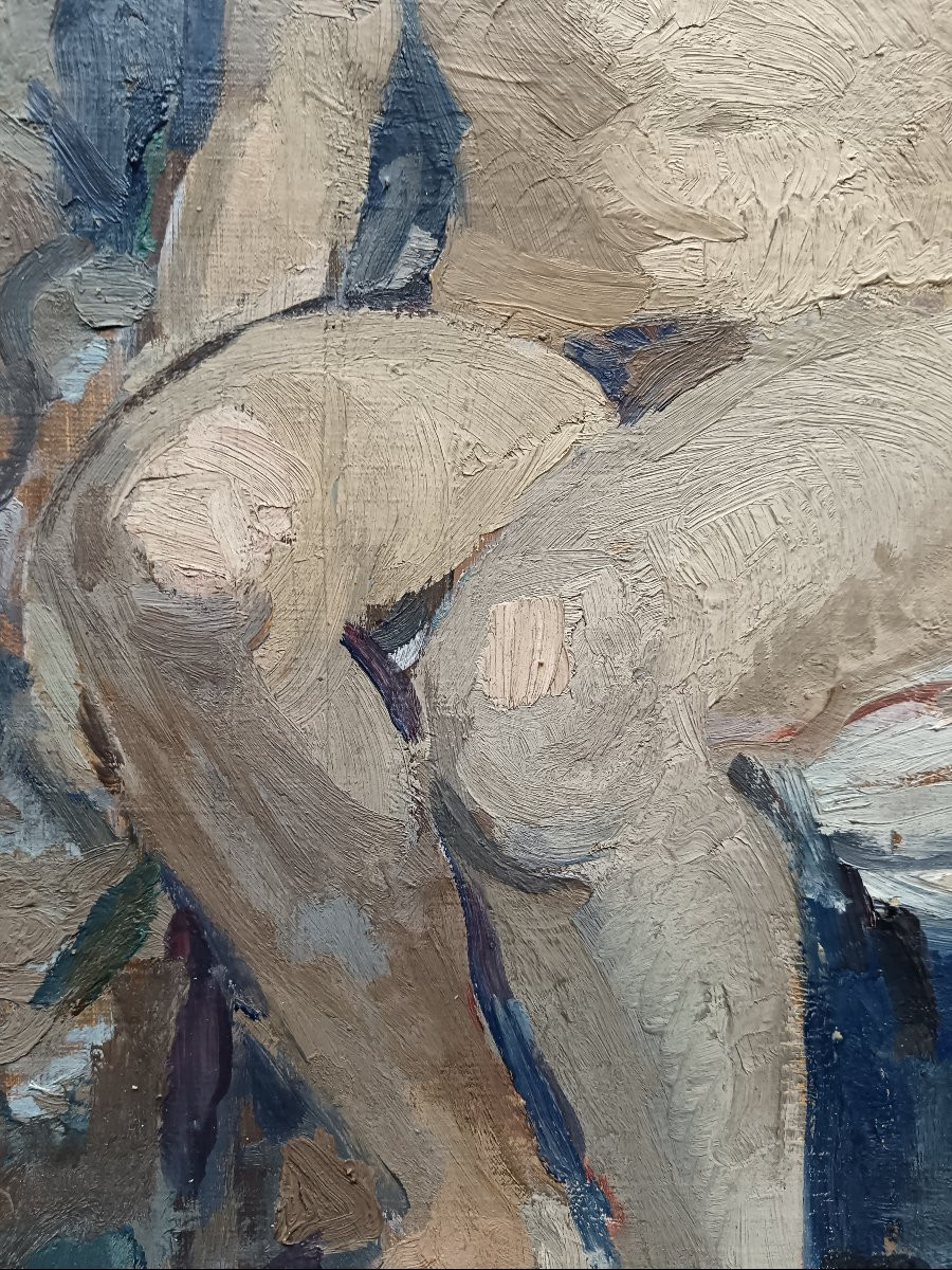 School Of Paris "beautiful Nude, Seated"-photo-2