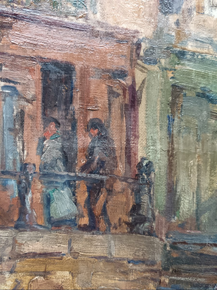 Ecole néo impressionniste. Géo François "le port de Nantes vu des quais"-photo-2