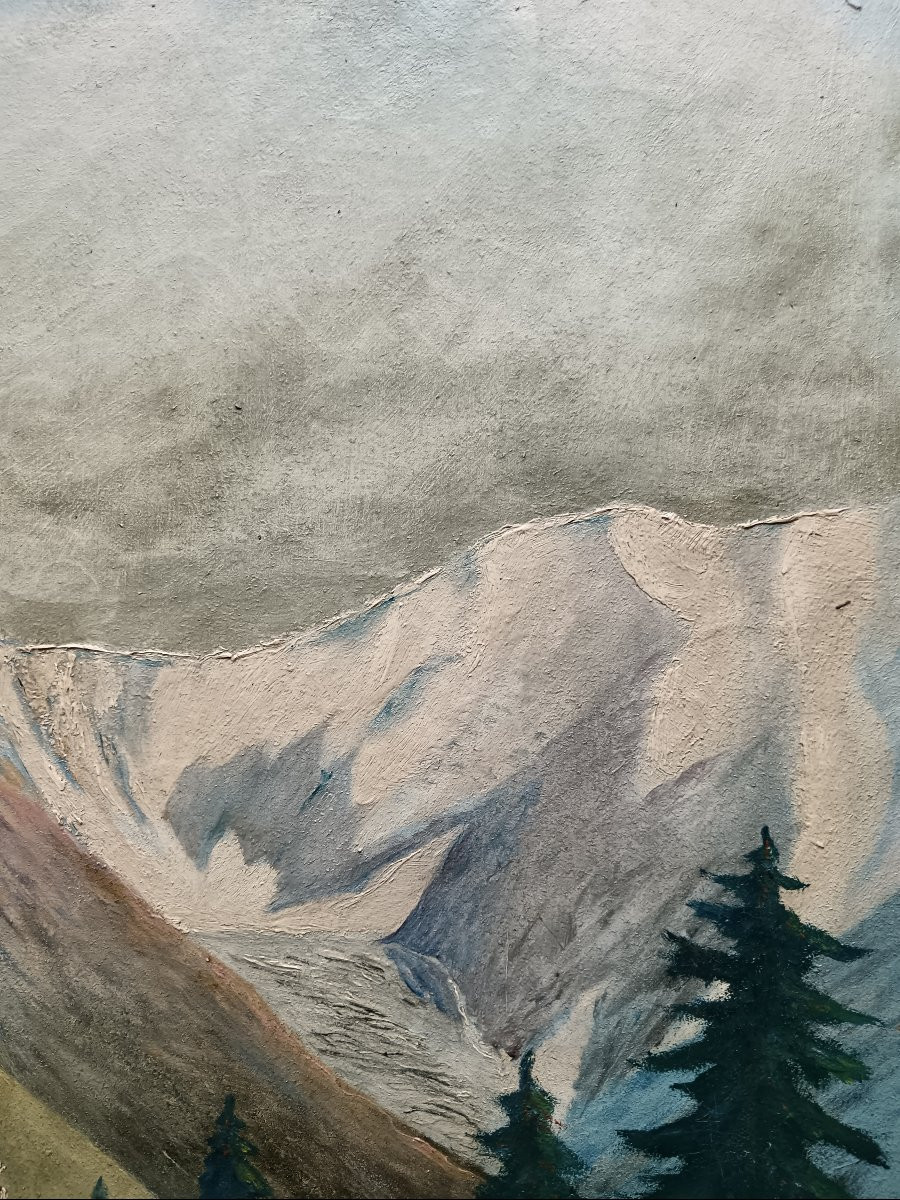 Peintre de montagnes. M.Baud "le glacier coiffant la petite masure"-photo-4