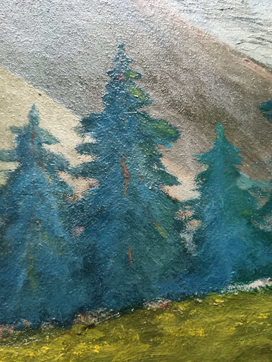 Peintre de montagnes. M.Baud "le glacier coiffant la petite masure"-photo-2