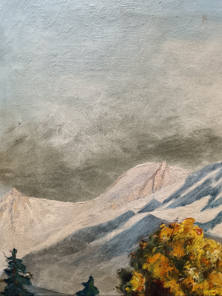 Peintre de montagnes. M.Baud "le glacier coiffant la petite masure"-photo-5