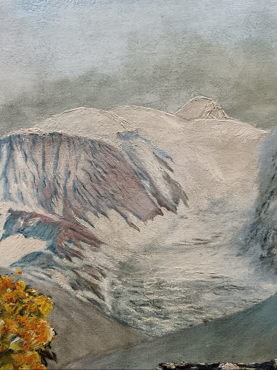 Peintre de montagnes. M.Baud "le glacier coiffant la petite masure"-photo-7