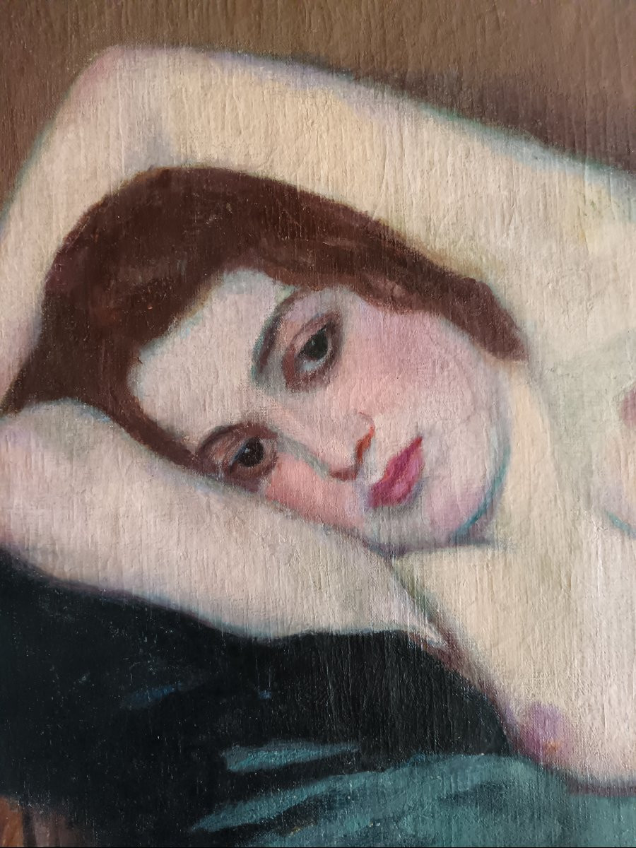 Ecole polonaise "Belle, lascive sur le sofa douillet"-photo-2
