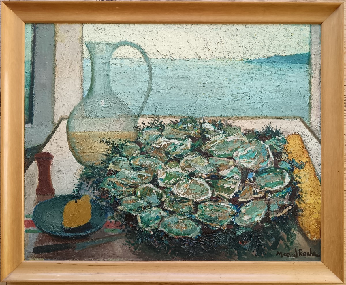 Marcel Roche "plateau d'huîtres et vue sur la mer"