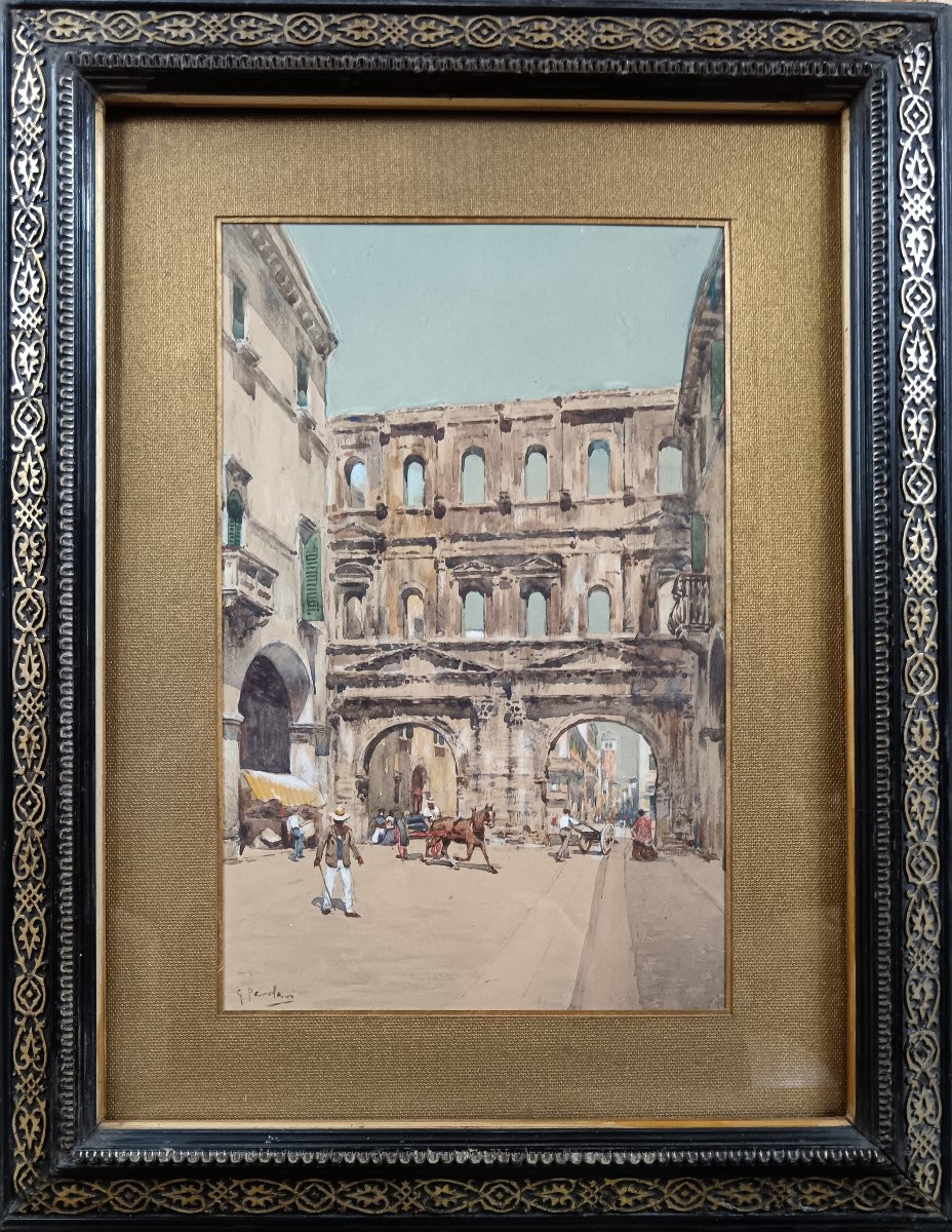 Aquarelle "la Porte Borsari à Vérone"-photo-2