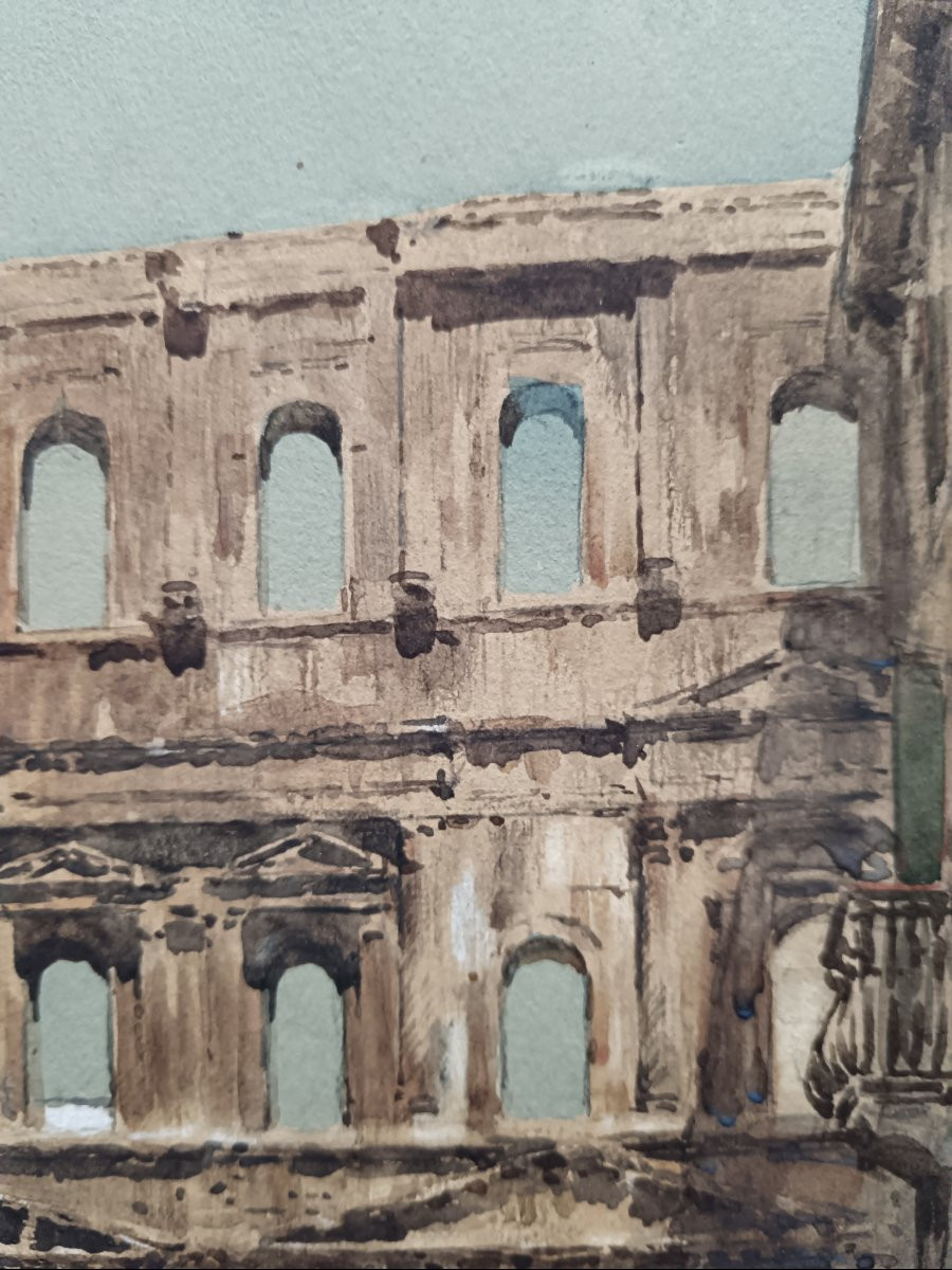 Aquarelle "la Porte Borsari à Vérone"-photo-6