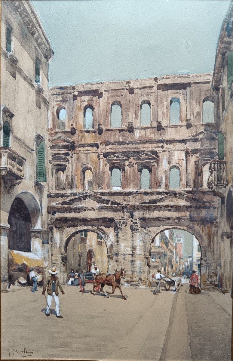 Aquarelle "la Porte Borsari à Vérone"