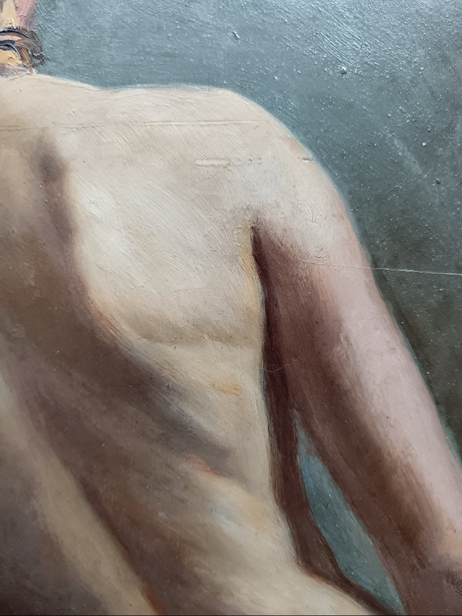 Late 19th Century School: "beautiful Nude Seen From Behind In The Artist's Studio"-photo-3