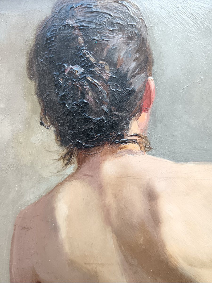 Late 19th Century School: "beautiful Nude Seen From Behind In The Artist's Studio"-photo-7