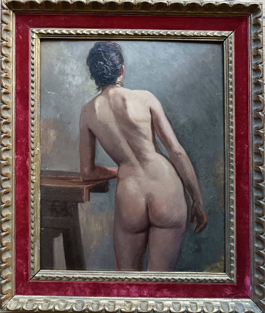 Late 19th Century School: "beautiful Nude Seen From Behind In The Artist's Studio"