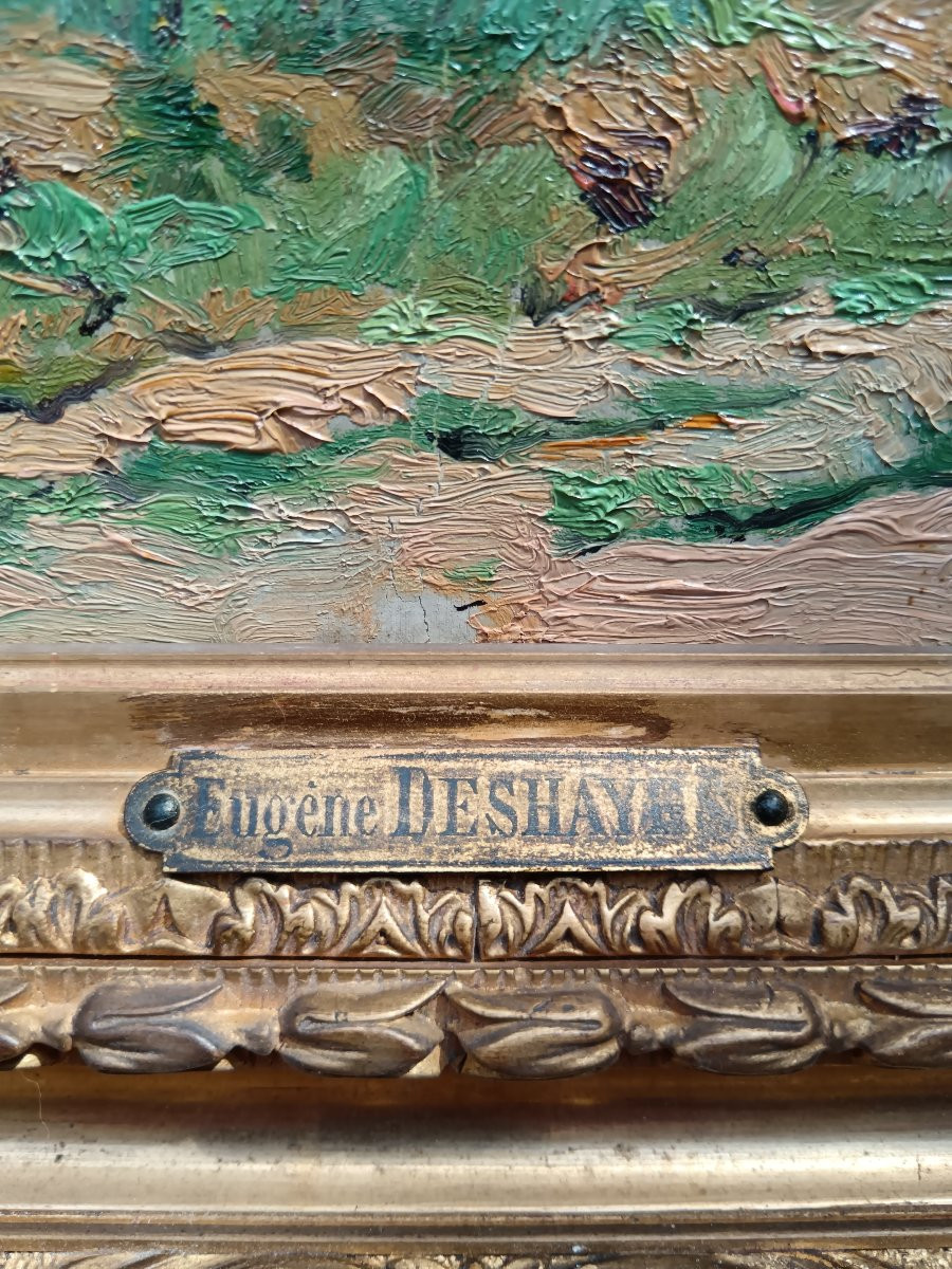 Eugène-François Deshayes "le hameau au bord du chemin"-photo-3