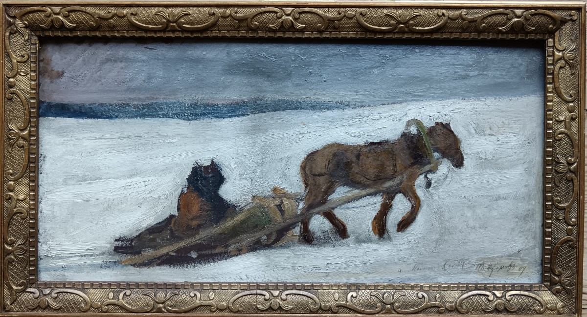 Russian School "a Frozen Peasant"