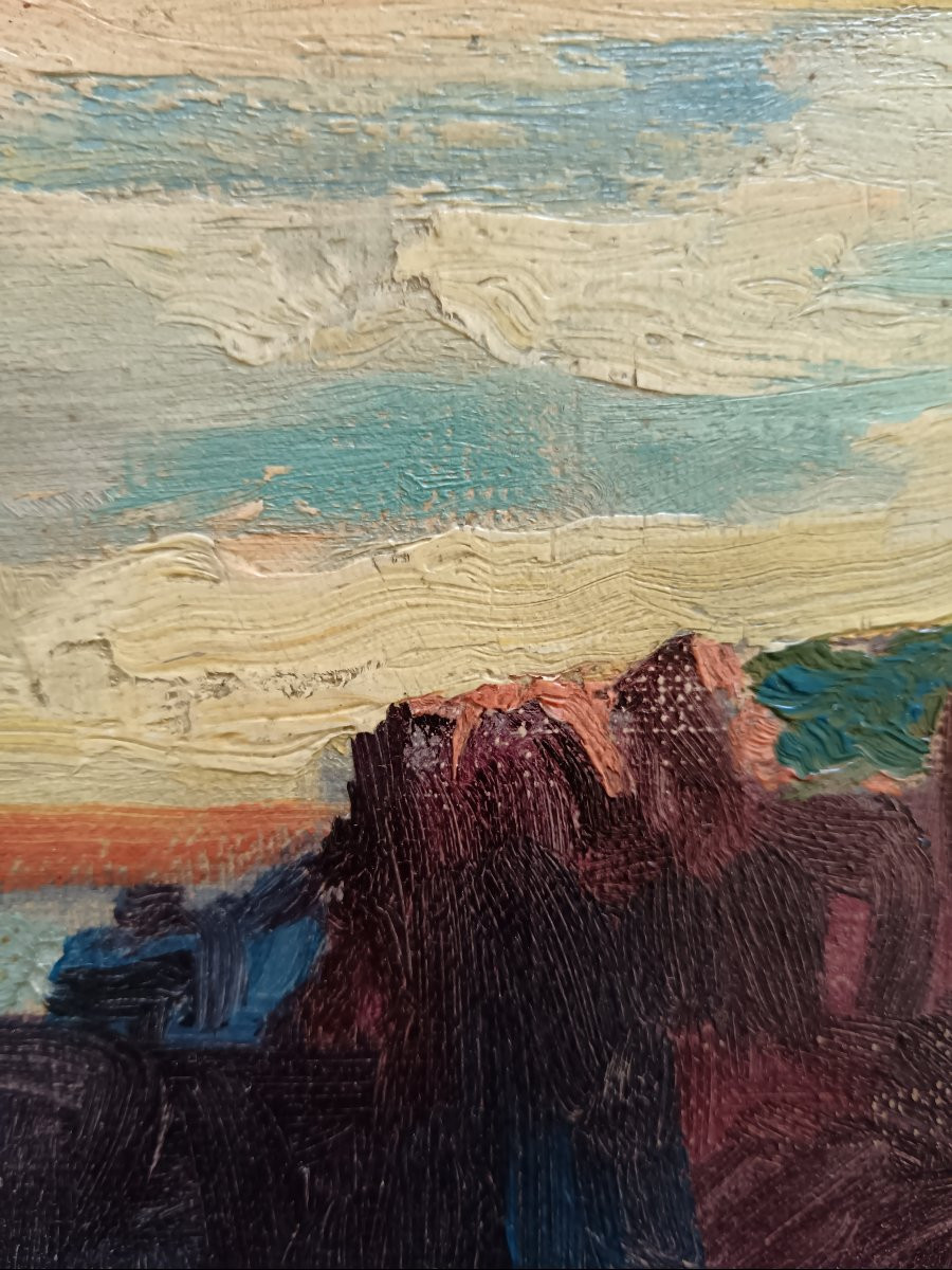 Bretagne. Jules Ausset "les rochers de Ploumanac'h"-photo-3