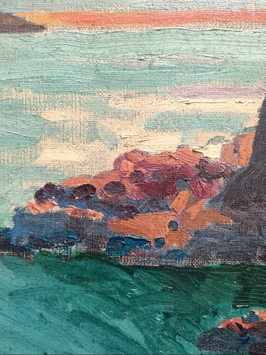 Bretagne. Jules Ausset "les rochers de Ploumanac'h"-photo-4