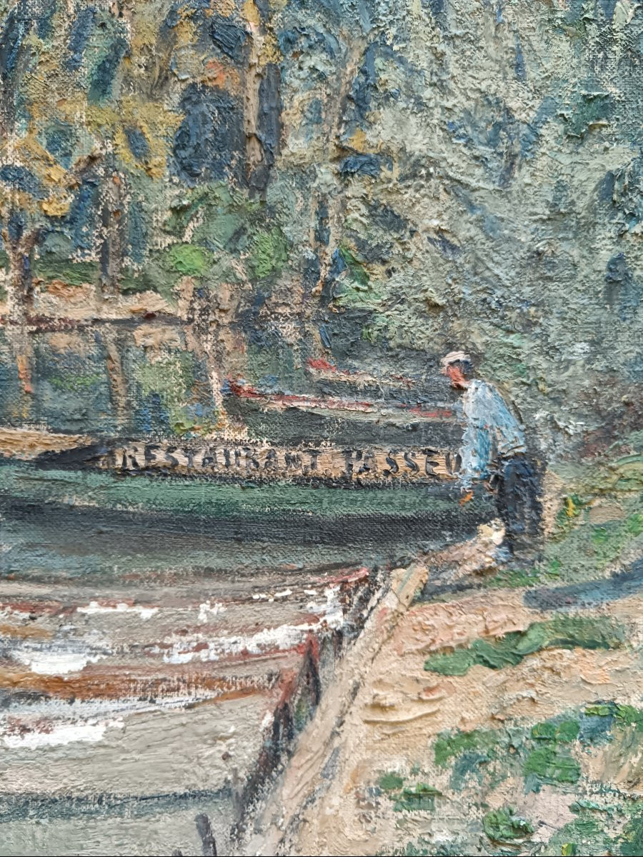 Neo-impressionist School "the Boaters At Charenton-le-pont" -photo-2