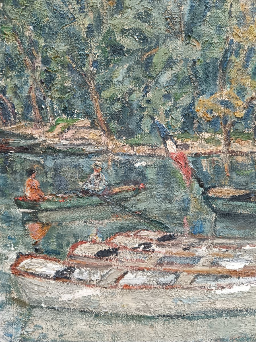 Neo-impressionist School "the Boaters At Charenton-le-pont" -photo-8