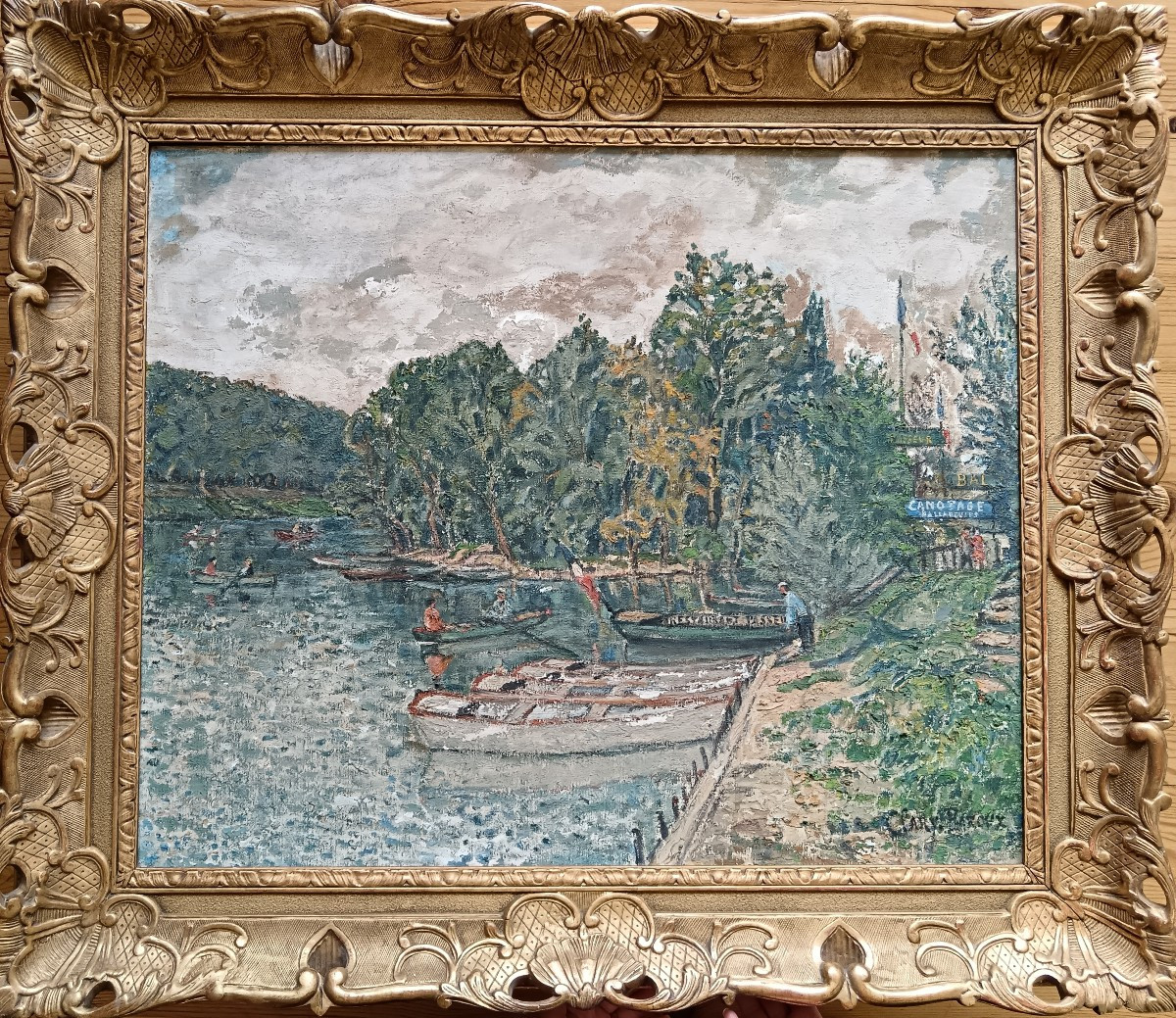 Neo-impressionist School "the Boaters At Charenton-le-pont" 