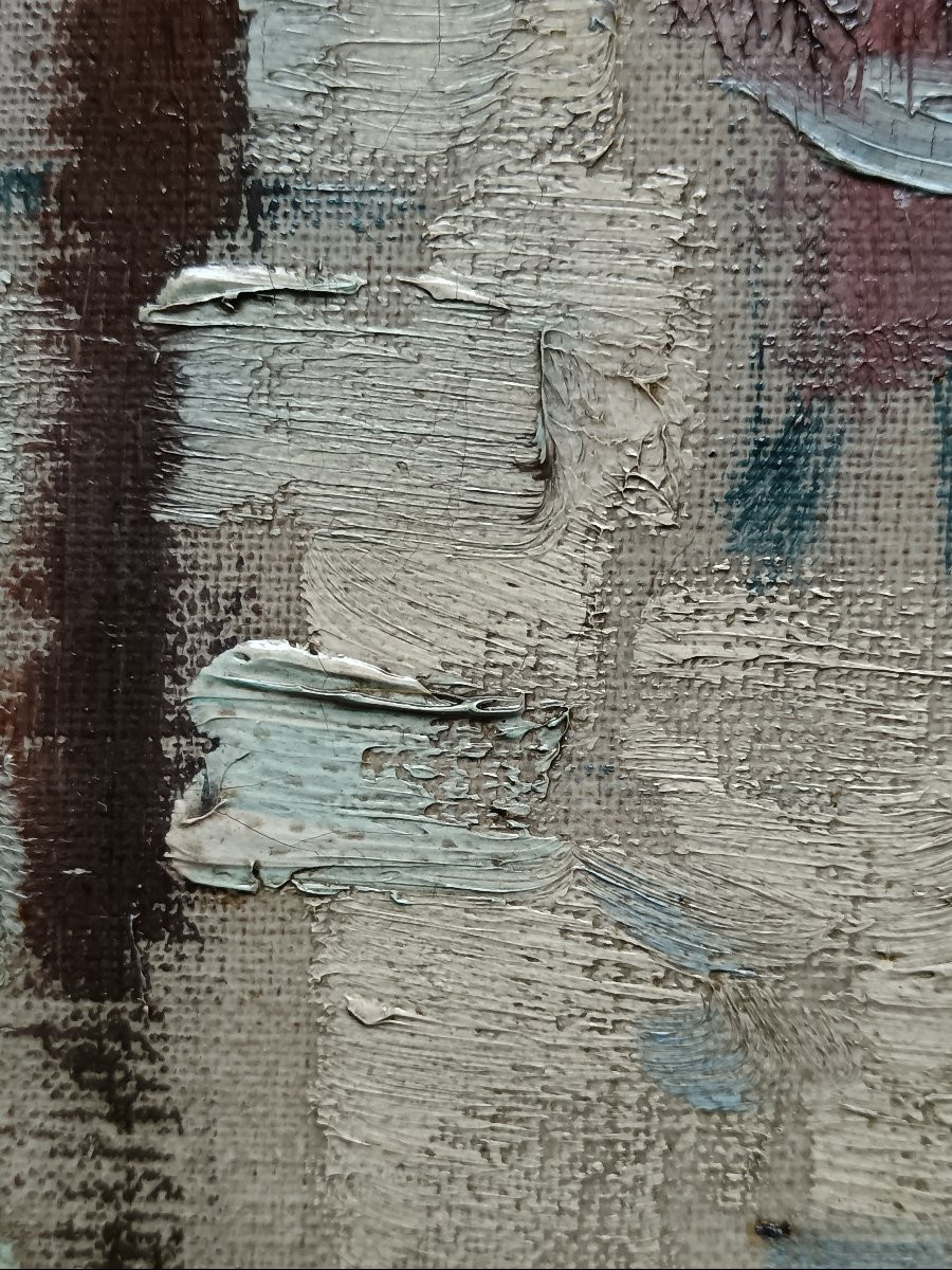 Ecole néo impressionniste. Edward. S. Lowe "le hameau au bord du canal"-photo-3