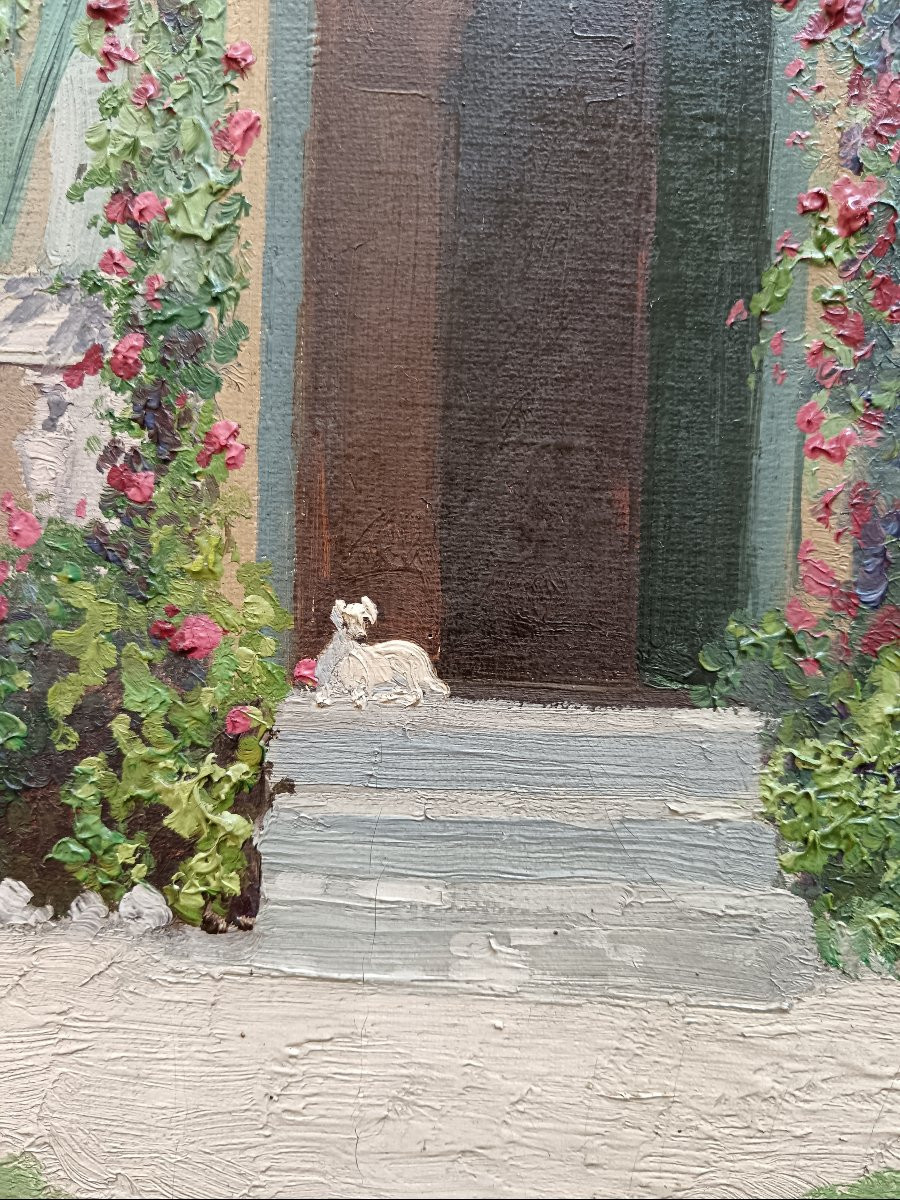 Austrian Neo-impressionist School "the Fierce Pepito Guarding The Beautiful House"-photo-2