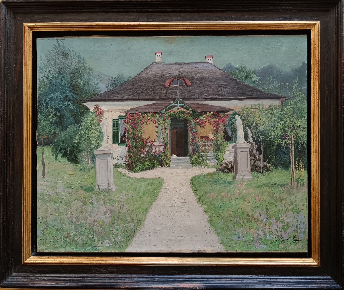 Austrian Neo-impressionist School "the Fierce Pepito Guarding The Beautiful House"