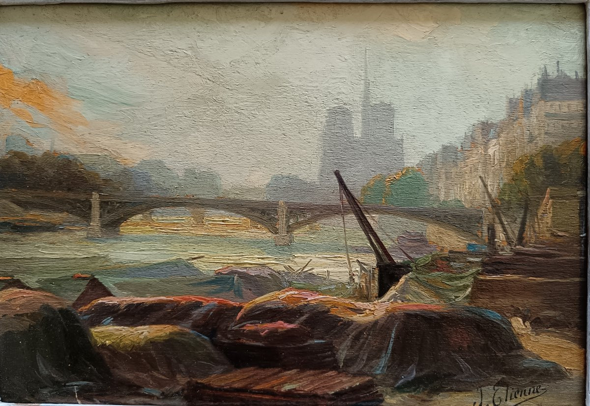 Ecole néo impressionniste . Jules Auguste Etienne "le pont Sully"-photo-4